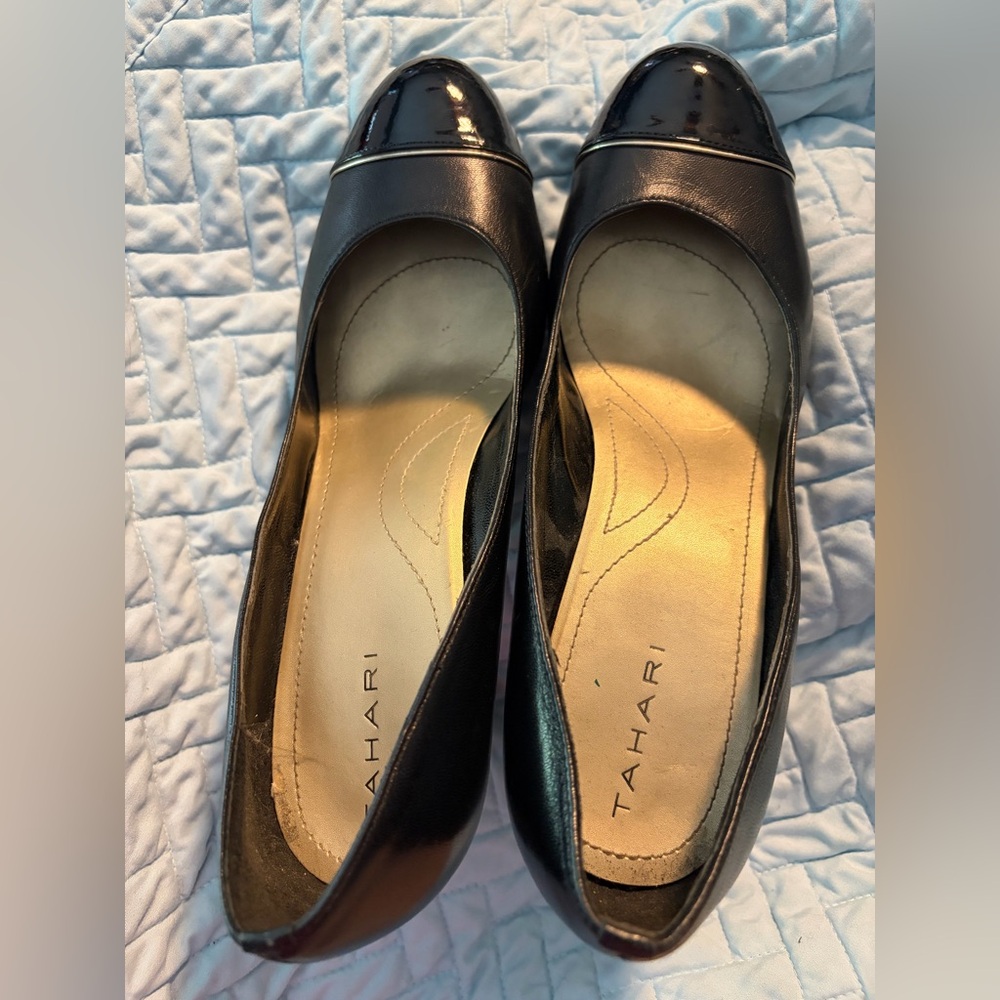 Tahari Leather Laurie Platform Heels